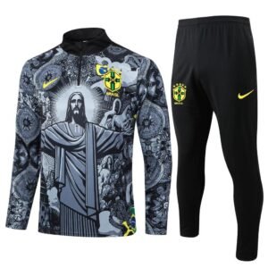 Brasilien Trainingsjacke 2425 - Schwarz Ink Halbreißverschluss