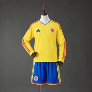 0009df55fed-2-1-1.jpg Kolumbien Heim-Langarmtrikot 2026 (Oberteil + Shorts) - Kinder