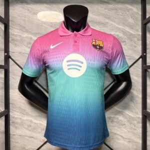 26/27 FC Barcelona Polo-Shirt lila-grün-blau Farbverlauf – Spielerversion